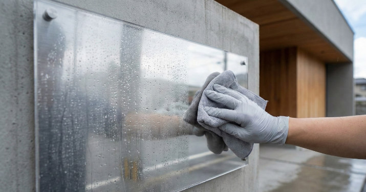 雨だれ・水滴残りによるくすみを防ぐための拭き取り（屋外）